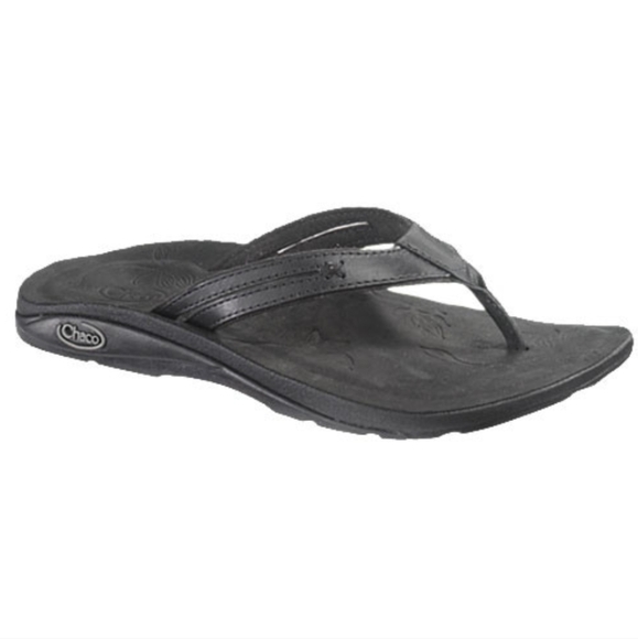 Chaco Etesia Ecotread Leather Flip Flop Sandal Black 10 101744 - Picture 1 of 8